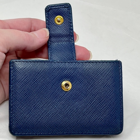 Prada Blue Saffiano Accordion 5 Slot Card Wallet - Picture 4 of 7